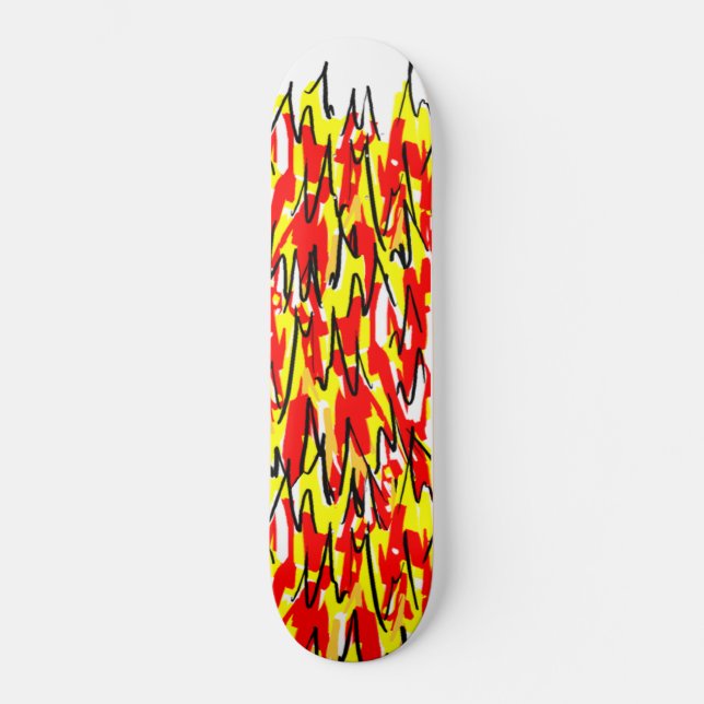 Skateboard Flammes et flammes chaudes Design illustré (Recto)