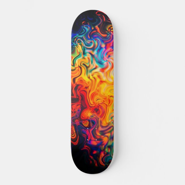 Skateboard Flammes multicolores ondulées de peinture Abstrait (Recto)