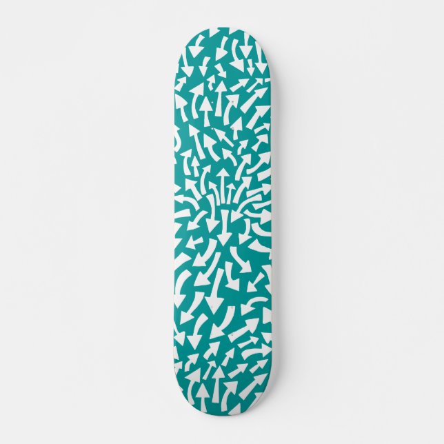 Skateboard Flèches - Blanc sur Turquoise (Flashback les année (Devant)