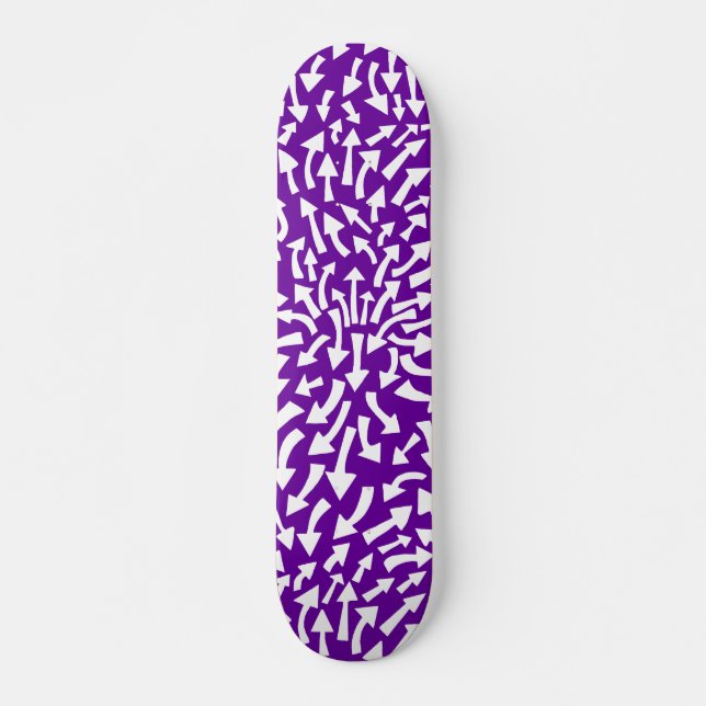 Skateboard Flèches - Blanc sur violet profond (Devant)