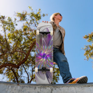 Skateboard Fleur d'art fractal abstrait énergique et coloré