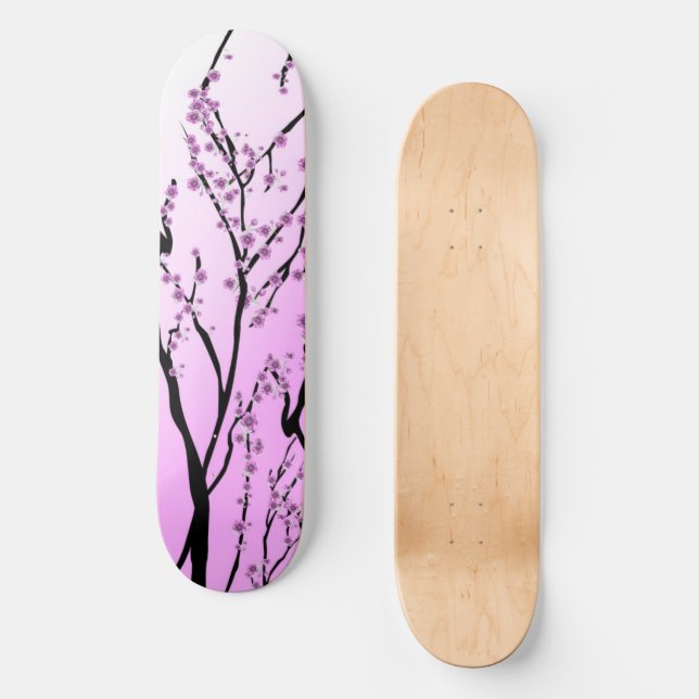 Skateboard Fleur de cerisier rose japonaise (Recto)