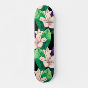 Skateboard Fleur de la Plumeria, feuillage vert tropical