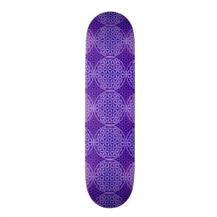 Skateboard Fleur de la vie - motif de timbre - pourpre