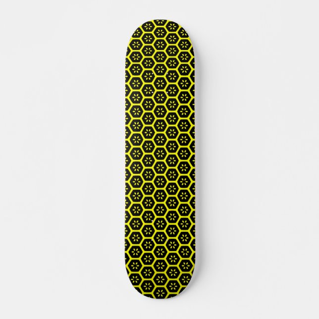 Skateboard Fleur de peigne de miel - Noir et Jaune (Devant)
