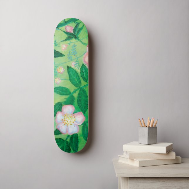 Skateboard Fleur de Rosa Canina Rose sauvage (Art mural)