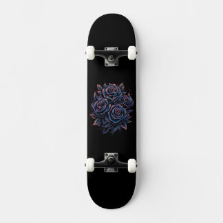 Skateboard Fleur de Rose Noir Sombre