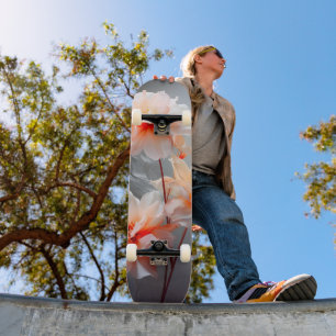 Skateboard Fleur de teint élégante et abstraite, flux brumeux