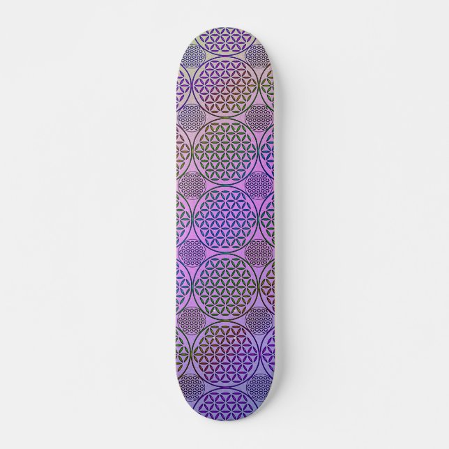 Skateboard Fleur de vie - motif de grunge de timbre 3 (Devant)