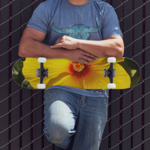 Skateboard Fleur d'Hibiscus jaune