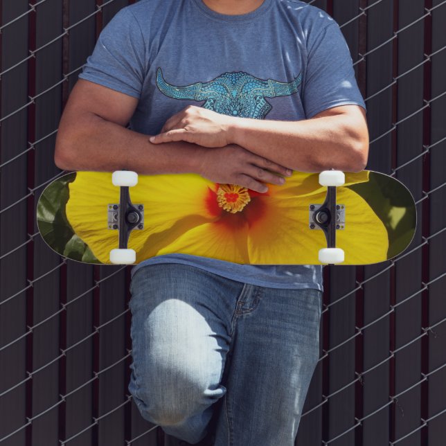 Skateboard Fleur d'Hibiscus jaune (Extérieur 3)