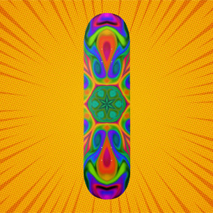 Skateboard Fleur hippie psychédélique arc-en-ciel