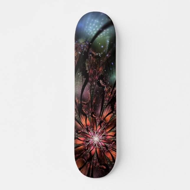Skateboard Fleur imaginaire fractale douce et tendresse (Devant)