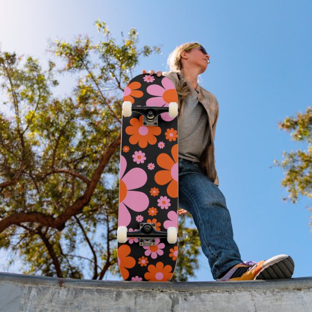 Skateboard Fleur personnalisée rétro (Extérieur 1)