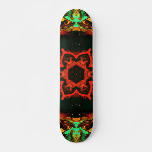 Skateboard Fleur psychédélique hippie rouge vert et noir