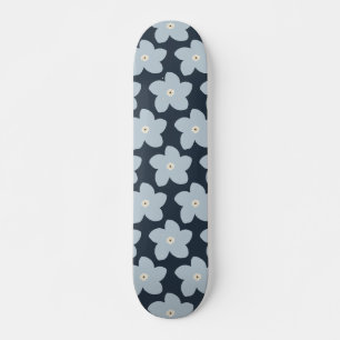 Skateboard Fleur Rétro Bleu Clair Et Navy