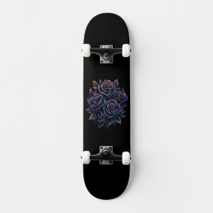 Skateboard Fleur Rose noir foncé