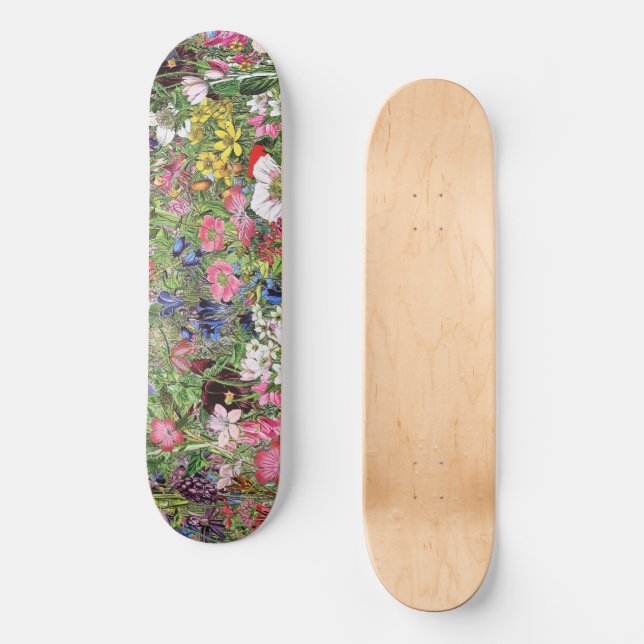 Skateboard Fleur sauvage de la nature en fleurs botaniques (Recto)