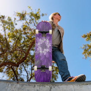 Skateboard Fleur Violette Psychedélique Art Fractal Abstrait