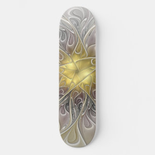 Skateboard Fleurir Avec Or Moderne Fleur Abstraite Fractale