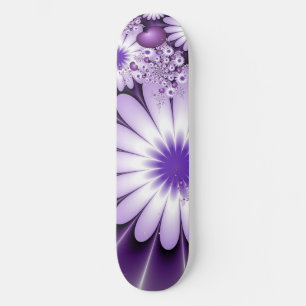 Skateboard Fleurs abstraites et cœurs fractals de l'amour nai