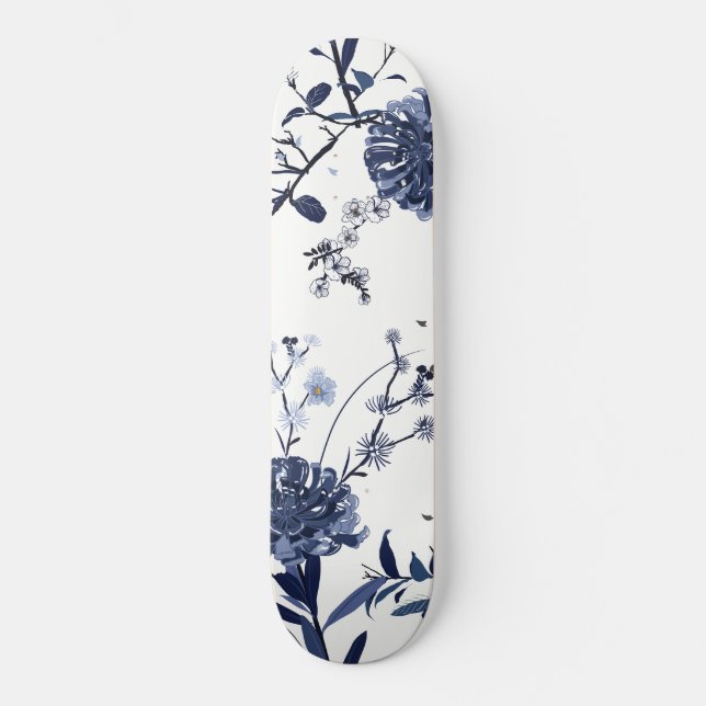 Skateboard Fleurs bleues (Recto)