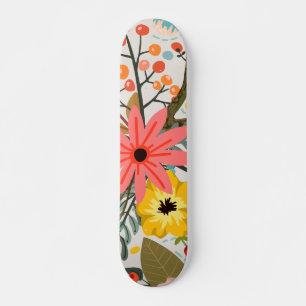 Skateboard Fleurs colorées Aquarelle mignonne
