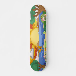 Skateboard Fleurs de coucher de soleil vintages champignons &