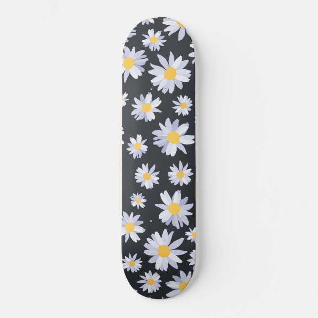 Skateboard Fleurs de marguerite blanc classique Design de gri (Recto)