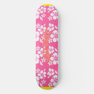 Skateboard Fleurs de plage rose tropicale