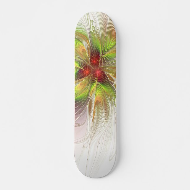 Skateboard Fleurs imaginaires fractales douces et tendres (Devant)