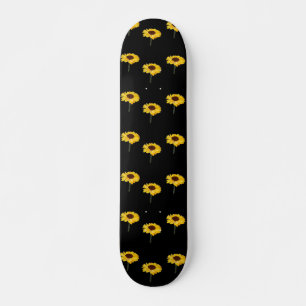 Skateboard Fleurs jaunes sur le noir