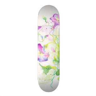 Skateboard Fleurs peintes de convolvule d'aquarelle