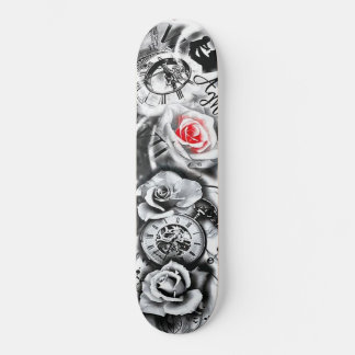 Skateboard Fleurs Rose Horloge naissance père enfant