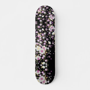 Skateboard Fleurs roses tombantes en cascade