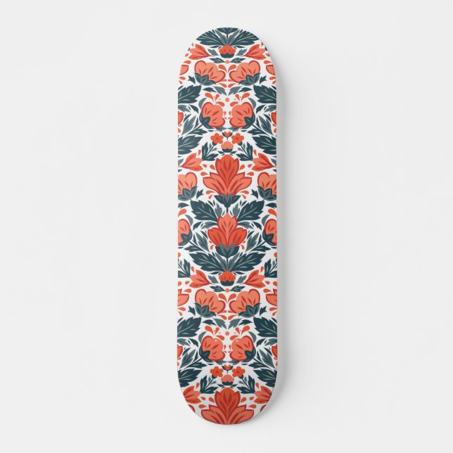 Skateboard Fleurs rouges décoratives (Devant)