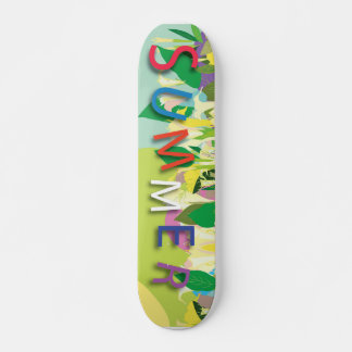 Skateboard fleurs tropicales d'été