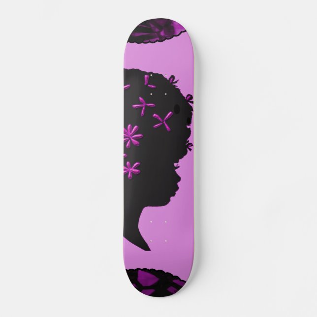 Skateboard Fleurs vintages dans l'Afro (Recto)