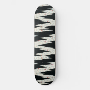 Skateboard Fleurs vintages japonaises noires et blanches