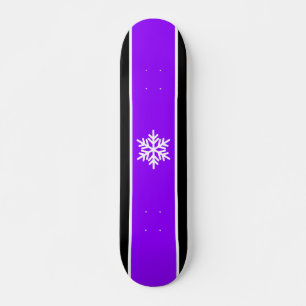 Skateboard Flocon de neige bleu violet noir blanc rayures