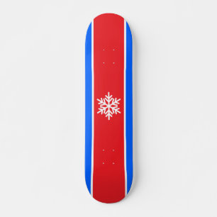 Skateboard Flocon de neige brillant rouge blanc brillant