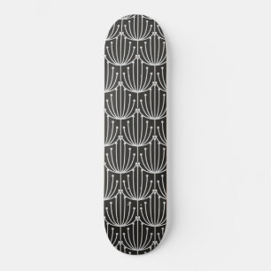 Skateboard Floral Abstrait vintage en Motif noir et blanc