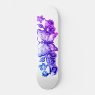 Skateboard Floral Butterfly