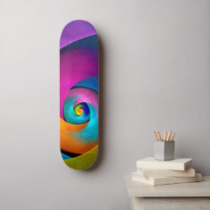 Skateboard Floral moderne Art Abstrait rose Bleu Motif #17