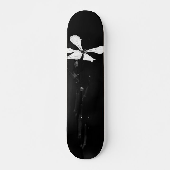 Skateboard floral noir et blanc minimal (Devant)