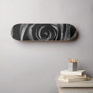 Skateboard Floral Rose noir Vintage décoratif