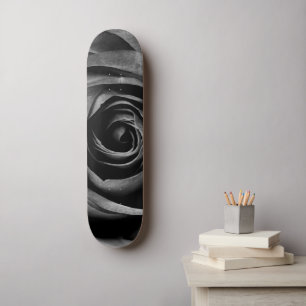 Skateboard Floral Rose noir Vintage décoratif