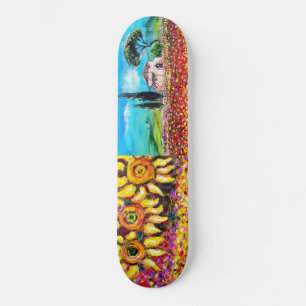 Skateboard FLORE EN TOSCANE, vert rouge rose jaune