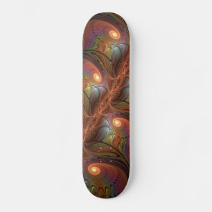 Skateboard Fluorescent coloré Abstrait Trippy Brown Fractal
