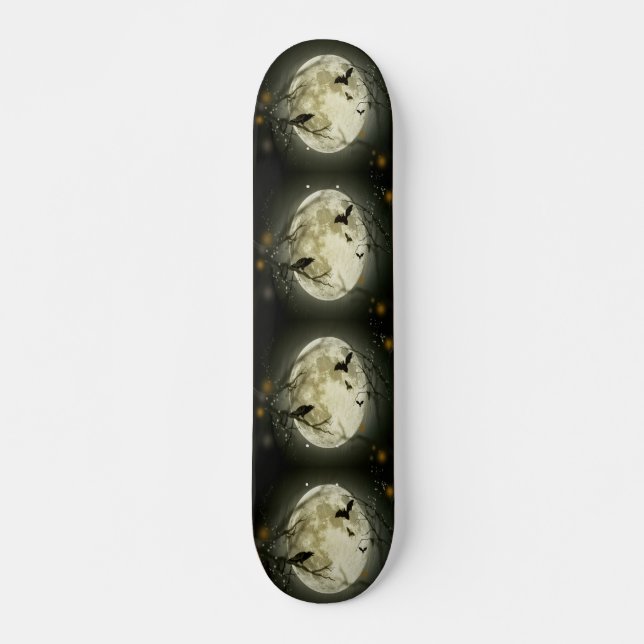 Skateboard Forêt d'Halloween, chauves-souris, paysage (Devant)